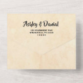 Elegant romantisch paar stripverhaal-thema bruilof all in one uitnodiging (Achterkant)