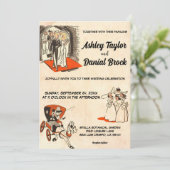 Elegant romantisch paar stripverhaal-thema bruilof kaart (Staand voorkant)