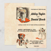 Elegant romantisch paar stripverhaal-thema bruilof kaart (Voorkant / Achterkant)