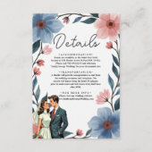 Elegant Romantisch Paar Waterverf Bloemenbruiloft Informatiekaartje (Voorkant)