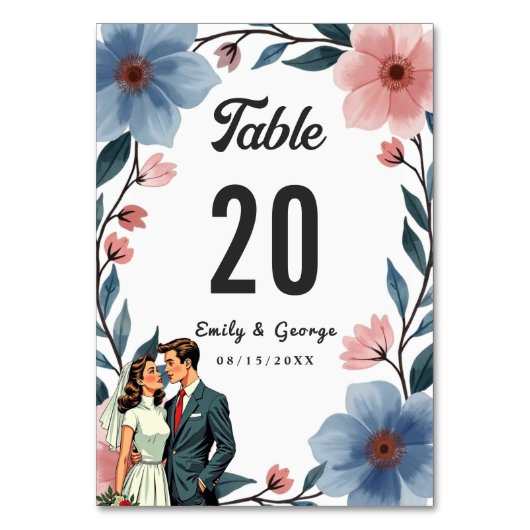 Elegant Romantisch Paar Waterverf Bloemenbruiloft Kaart (Voorkant)