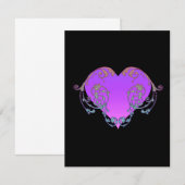 Elegant, Romantisch Paars Hart met Bloei Notitiekaartje (Voorkant / Achterkant)