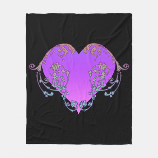 Elegant, Romantisch Paars Hart met Vlaanderen Fleece Deken (Voorkant)