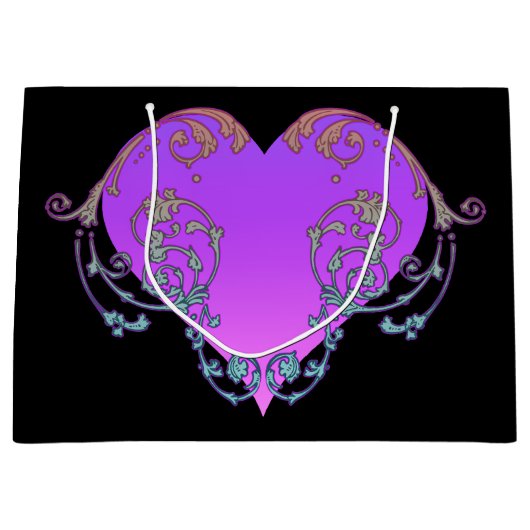 Elegant, Romantisch Paars Hart met Vlaanderen Groot Cadeauzakje (Voorkant)