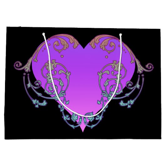 Elegant, Romantisch Paars Hart met Vlaanderen Groot Cadeauzakje (Achterkant)