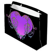 Elegant, Romantisch Paars Hart met Vlaanderen Groot Cadeauzakje (Achterkant Gekanteld)