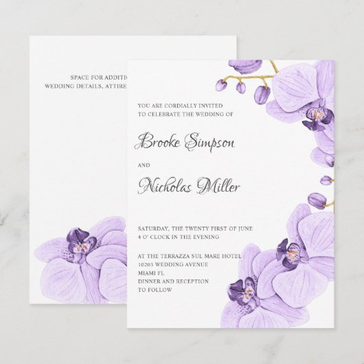 Elegant Romantisch Paars orchidee Elegant Botanisc Kaart (Voorkant / Achterkant)