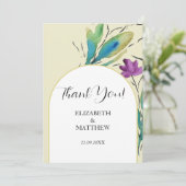 Elegant Romantisch Paarse Wildbloemen Waterverf Ar Bedankkaart (Staand voorkant)