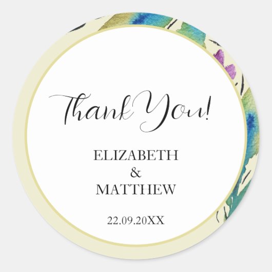 Elegant Romantisch Paarse Wildbloemen Waterverf Ar Ronde Sticker (Voorkant)