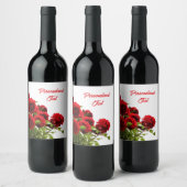Elegant Romantisch Red Rose Bouquet Monogram Wijn Etiket (Flessen)