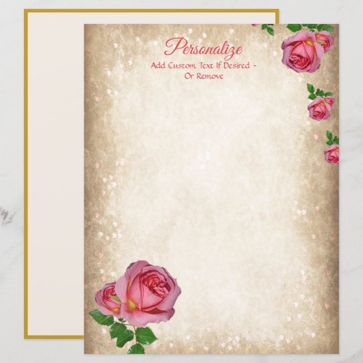 Elegant Romantisch Rood Rozen Schrijfpapier (Voorkant / Achterkant)