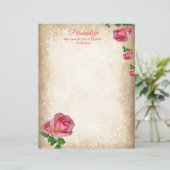 Elegant Romantisch Rood Rozen Schrijfpapier (Staand voorkant)