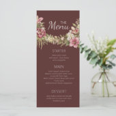 Elegant Romantisch Rood Rustiek Bloemmotief   Menu (Staand voorkant)