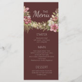 Elegant Romantisch Rood Rustiek Bloemmotief   Menu (Voorkant)