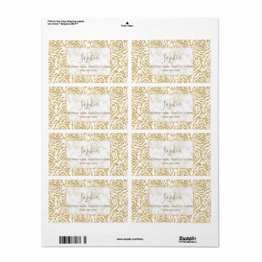 Elegant romantisch roos afbeelding etiket (Full Sheet)