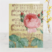 Elegant  Romantisch Roos Antiek Muzieknoten Kaart (Gele Bloem)