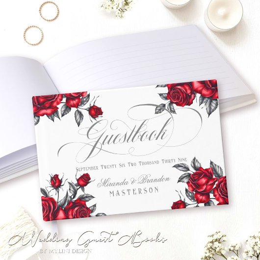 Elegant Romantisch Roos Bloemen bruiloft gastenboe Gastenboek