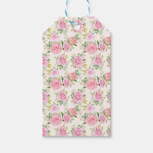 Elegant Romantisch Roos Bloemmotief Cadeaulabel (Voorkant)