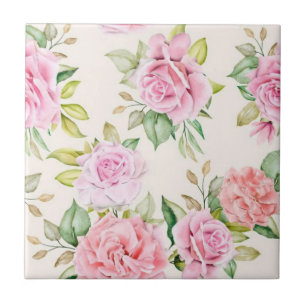 Elegant Romantisch Roos Bloemmotief Tegeltje