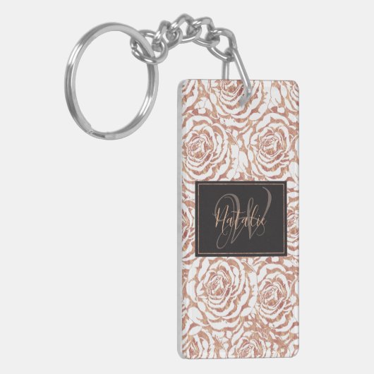 Elegant romantisch roos gouden rozen afbeelding sleutelhanger (Voorkant Links)