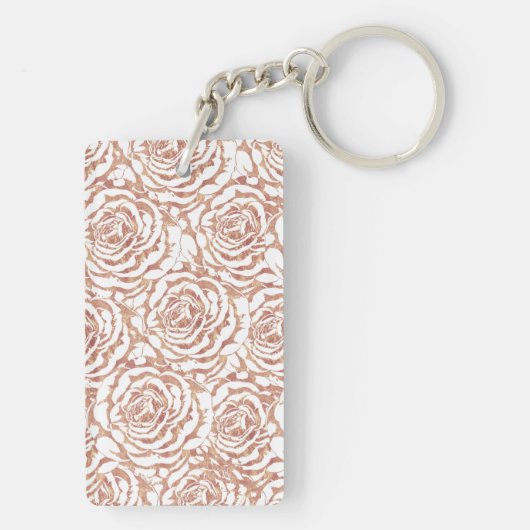 Elegant romantisch roos gouden rozen afbeelding sleutelhanger (achterkant)