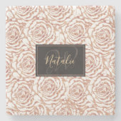 Elegant romantisch roos gouden rozen afbeelding stenen onderzetter (Voorkant)