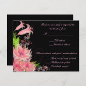 Elegant Romantisch Roze Bloemen Bruiloft Reactie K RSVP Kaartje (Voorkant / Achterkant)