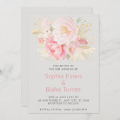 Elegant Romantisch Roze Bloemen Platina Bruiloft Kaart (Voorkant / Achterkant)