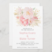 Elegant Romantisch Roze Bloemen Wit Bruiloft Kaart (Voorkant / Achterkant)