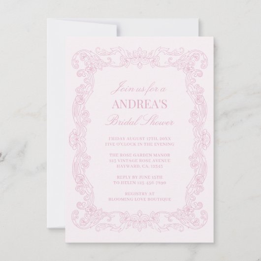 Elegant  Romantisch Roze Vrijgezellenfeest Kaart (Voorkant)