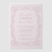 Elegant  Romantisch Roze Vrijgezellenfeest Vellum Uitnodigingen (Voorkant)