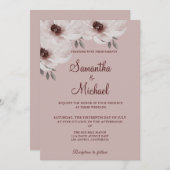 Elegant Romantisch Roze Waterverf Bloemen Kaart (Voorkant / Achterkant)