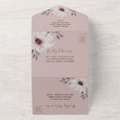 Elegant & Romantisch Roze Waterverf Bloemenbruilof All In One Uitnodiging (Buitenkant)
