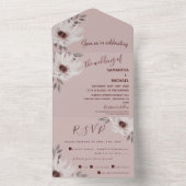 Elegant & Romantisch Roze Waterverf Bloemenbruilof All In One Uitnodiging (Binnen)