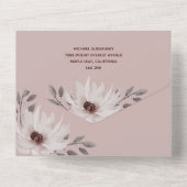 Elegant & Romantisch Roze Waterverf Bloemenbruilof All In One Uitnodiging (Achterkant)