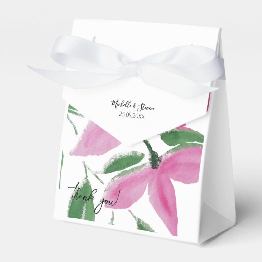 Elegant Romantisch Roze Wildbloemen Waterverf Kuns Bedankdoosjes (Voorkant Zijde)