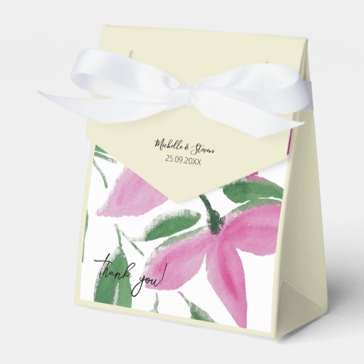 Elegant Romantisch Roze Wildbloemen Waterverf Kuns Bedankdoosjes (Voorkant Zijde)