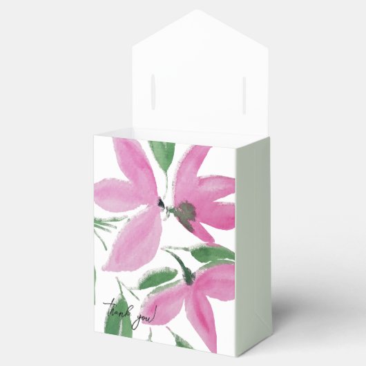 Elegant Romantisch Roze Wildbloemen Waterverf Kuns Bedankdoosjes (Geopend)