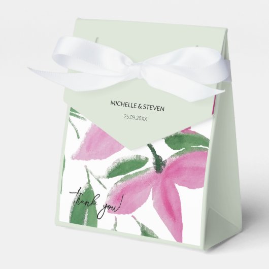 Elegant Romantisch Roze Wildbloemen Waterverf Kuns Bedankdoosjes (Voorkant Zijde)