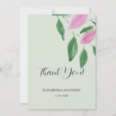 Elegant Romantisch Roze Wildbloemen Waterverf Kuns Bedankkaart (Voorkant)