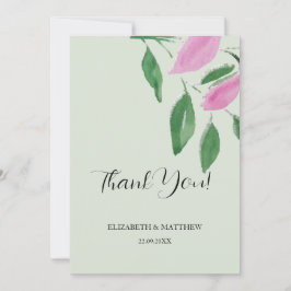 Elegant Romantisch Roze Wildbloemen Waterverf Kuns Bedankkaart