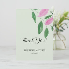 Elegant Romantisch Roze Wildbloemen Waterverf Kuns Bedankkaart
