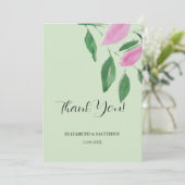 Elegant Romantisch Roze Wildbloemen Waterverf Kuns Bedankkaart (Staand voorkant)