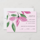 Elegant Romantisch Roze Wildbloemen Waterverf Kuns RSVP Kaartje (Voorkant)