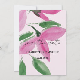 Elegant Romantisch Roze Wildbloemen Waterverf Kuns Save The Date