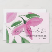 Elegant Romantisch Roze Wildbloemen Waterverf Kuns Save The Date (Voorkant)