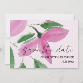 Elegant Romantisch Roze Wildbloemen Waterverf Kuns Save The Date