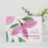 Elegant Romantisch Roze Wildbloemen Waterverf Kuns Save The Date (Staand voorkant)