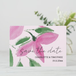 Elegant Romantisch Roze Wildbloemen Waterverf Kuns Save The Date