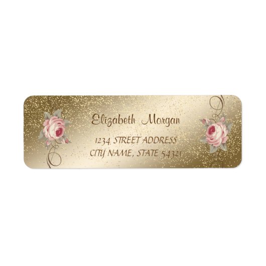 Elegant Romantisch,Rozes,Confetti Adreslabel Etiket (Voorkant)